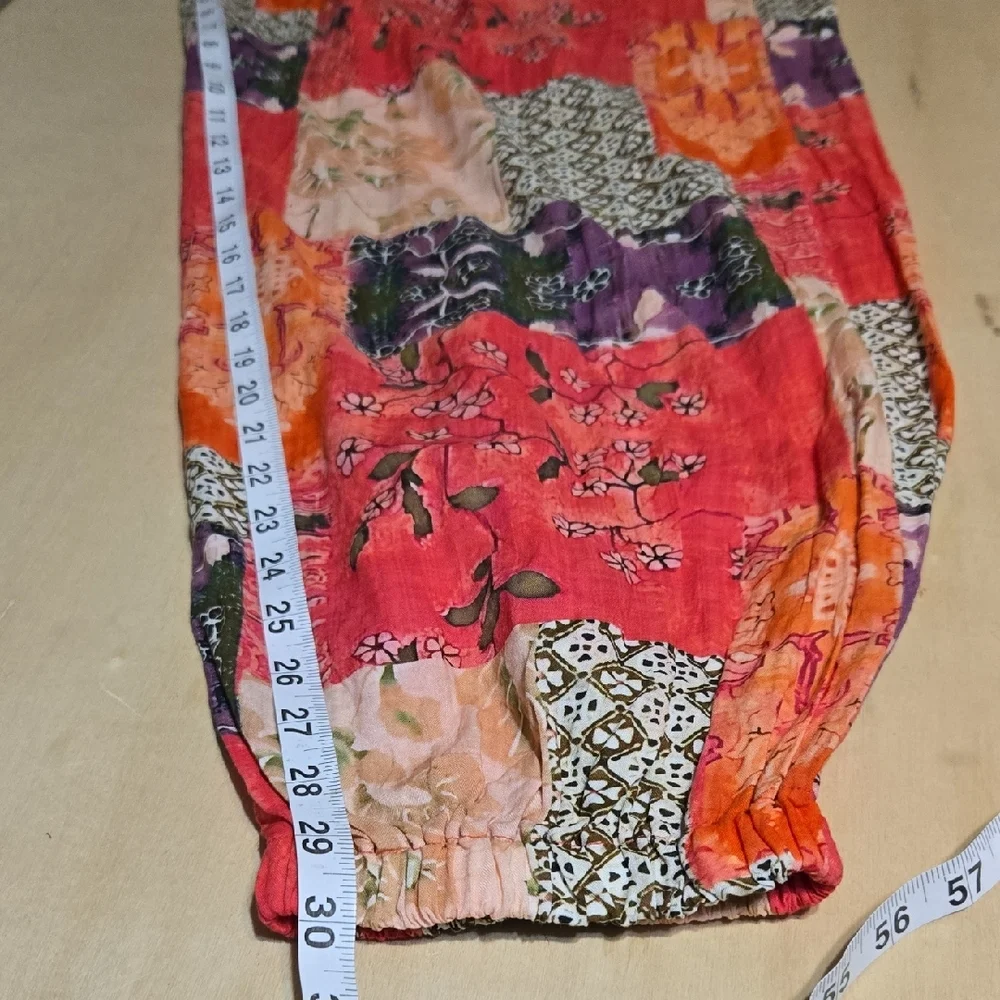 B55 NWT POL Vibrant Coral Patchwork Printed Relaxed Fit Joggers Tie Sm Md Lg - Picture 8 of 11